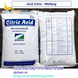 Acid Citric Monohydrate, hàng Weifang , 25kg/bao